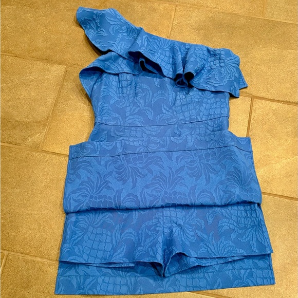 Blue One-Shoulder Ruffle skort - Picture 3 of 6